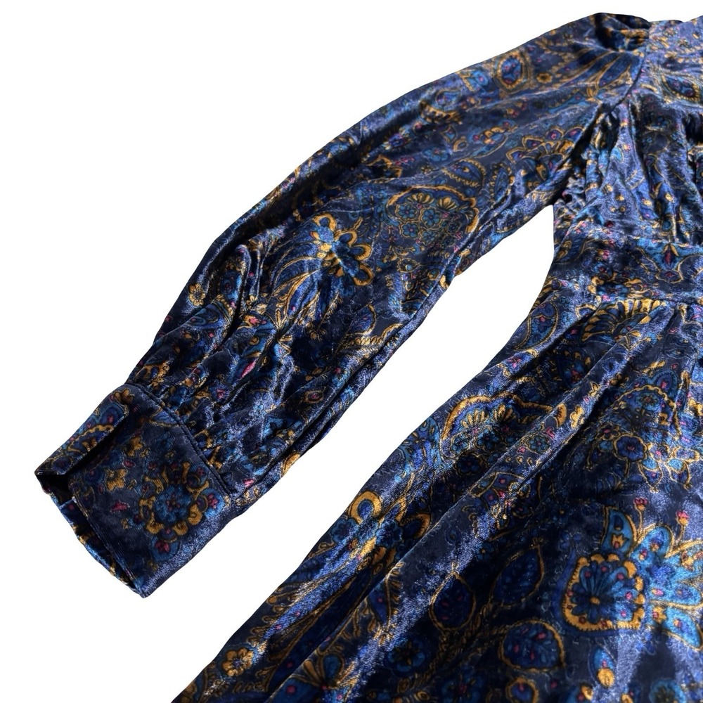 Boden Women's Velvet Midi Cocktail Party Tea Dress Paisley Pattern Sz 4P - 16x42 - Picture 4 of 10